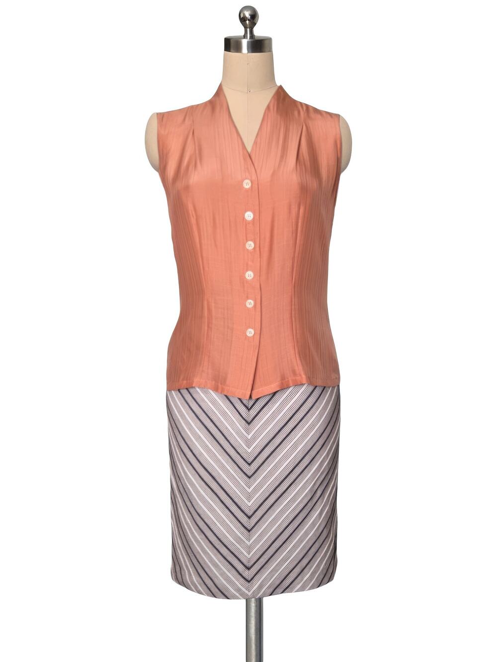 New KUNTO Orange Vintage 90's Y2K  100% Silk Light Airy Button Up Blouse Top S